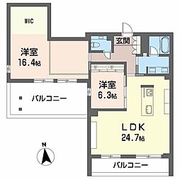 プレミアスゲート 2LDKの間取図画像