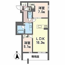 ファミール夜寒 2LDKの間取図画像