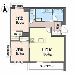 ファミール夜寒 2LDKの間取図画像