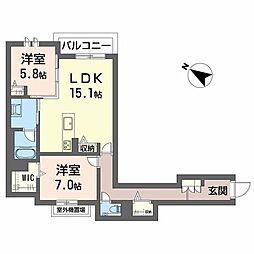 (仮)明照庵 2LDKの間取図画像