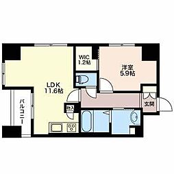 リヒトハイム城山 1LDKの間取図画像