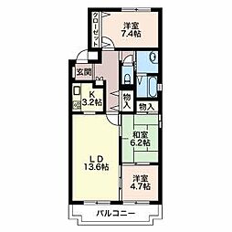 三渓ヒルズA棟 3LDKの間取図画像