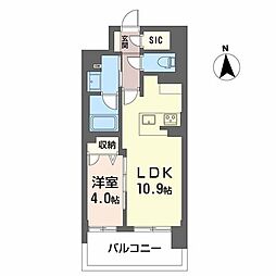 OXION太閤通 1LDKの間取図画像