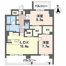 OXION太閤通 2LDKの間取図画像