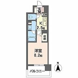 M.KAMIMAEZU 1Kの間取図画像