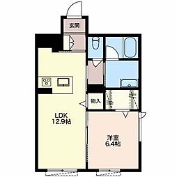 エストシエル高社 1LDKの間取図画像