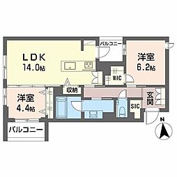 LIV NORITAKE 2LDKの間取図画像