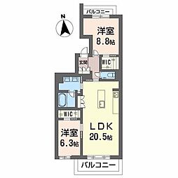 LIV NORITAKE 2LDKの間取図画像
