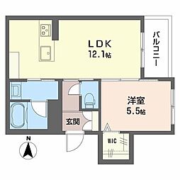 ラックス 1LDKの間取図画像