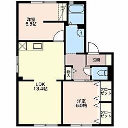 カーザ・クリチーバ 2LDKの間取図画像