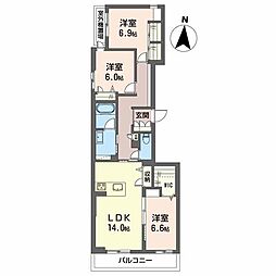 フジスター浜松 3LDKの間取図画像