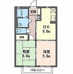 三井ハイツB 2DKの間取図画像