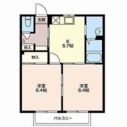 ひまわりA 2Kの間取図画像
