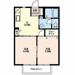 コーポ浜名湖 2Kの間取図画像