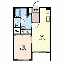 リヴュールB 1DKの間取図画像