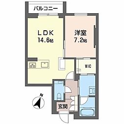 AZUR米山 1LDKの間取図画像