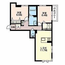グランベレオA 2LDKの間取図画像