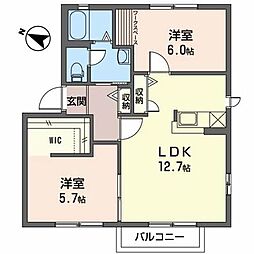 マークグリーンA棟 2LDKの間取図画像