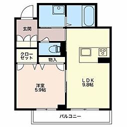 グランベレオA 1LDKの間取図画像