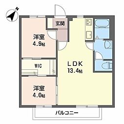 フォーレス西田B 2LDKの間取図画像