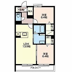 ＳｈａＭａｉｓｏｎ　Ｅｃｒａｒｇｅ 3階2LDKの間取り
