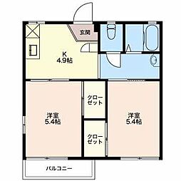 シーサイド若宮B 2Kの間取図画像