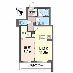 Sentiero久居新町 1LDKの間取図画像