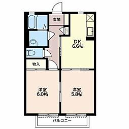 コーポやよいA 2DKの間取図画像
