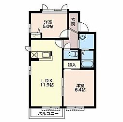 ディアス持川A 2LDKの間取図画像