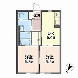 ディアスK 2DKの間取図画像