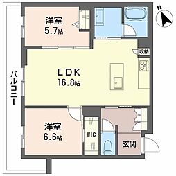 ベレオ中台 2LDKの間取図画像