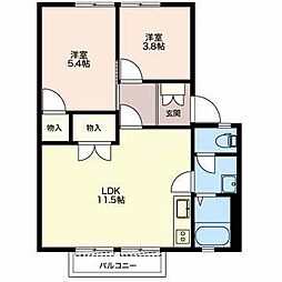 YOUハイツA 2LDKの間取図画像
