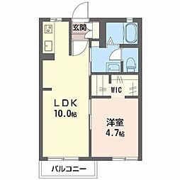 はなみずきB 1LDKの間取図画像