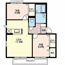 プリマベーラC 2LDKの間取図画像