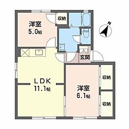フレグランスオオタケA 2LDKの間取図画像