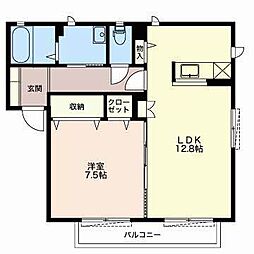 フェリーチェB 1LDKの間取図画像