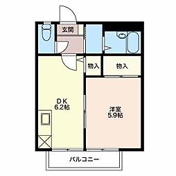 フレグランス栄A 1DKの間取図画像