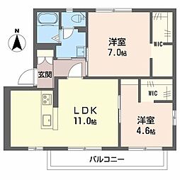 フレグランス花みずき 2階2LDKの間取り