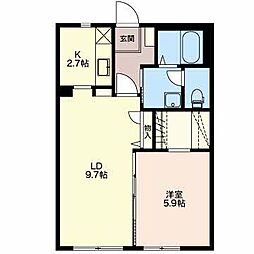 イーストヒルズ 1LDKの間取図画像