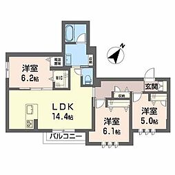 ブルームコート 2階3LDKの間取り