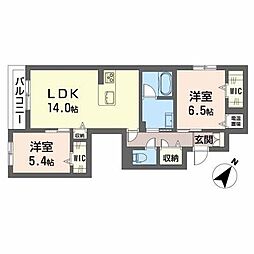 ブルームコート 2階2LDKの間取り