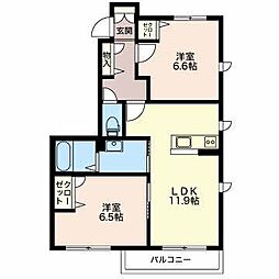 クオレール 2LDKの間取図画像