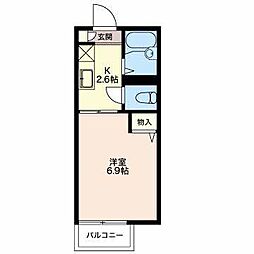 モーンプレイス2 1Kの間取図画像