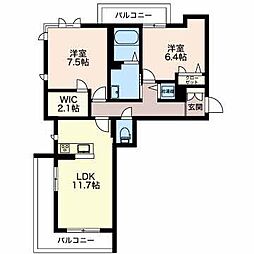 グレイスフェアリー 2LDKの間取図画像