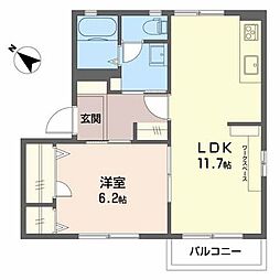 ディアス三ツ屋B 1LDKの間取図画像