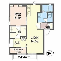 メゾンメルベーユD 1LDKの間取図画像