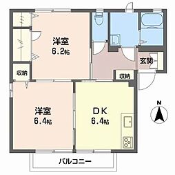 メゾン　ドゥ　ジュワ・エスト 1階2DKの間取り