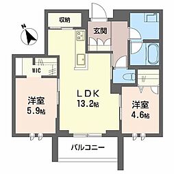 シャーメゾンサクラスクエア本郷 2階2LDKの間取り