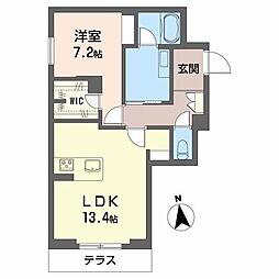 シャーメゾンソレイユ 1階1LDKの間取り
