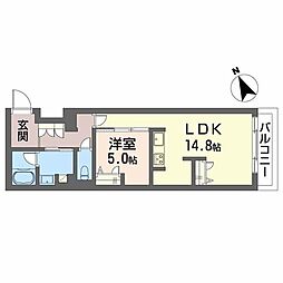 シャーメゾン桜ステージ 2階1LDKの間取り